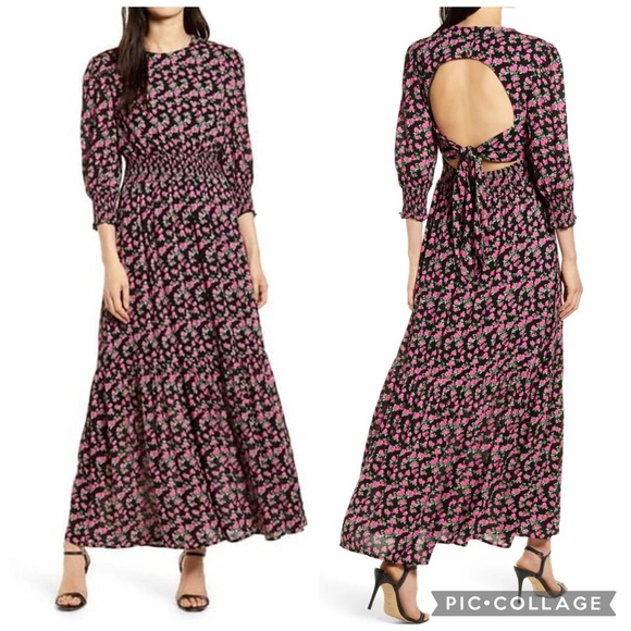 Wayf Dresses & Skirts - WAYF • Cambridge Backless Smocked Waist Floral Maxi Dress